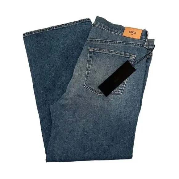 NWT Edwin Anthropologie Marli Ankle Bliss Wide Leg Light Blue Hi Waist Mom Jean - Picture 8 of 10